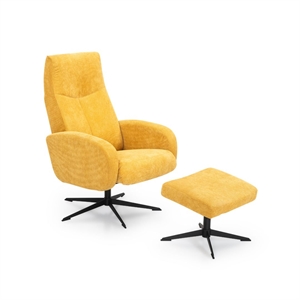 Harlem lænestol / Dessin Run Again 9961 Gul / Sort sokkel